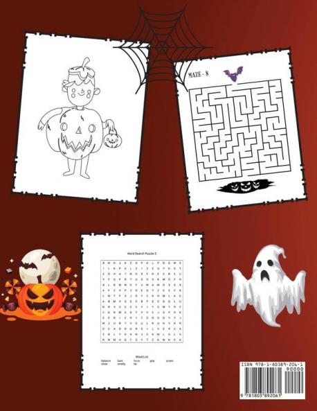 Halloween Activity Book For Kids: Amazing Activity Book for Kids 6-12: Amazing Pages to Color Mazes Sudoku Word Search!