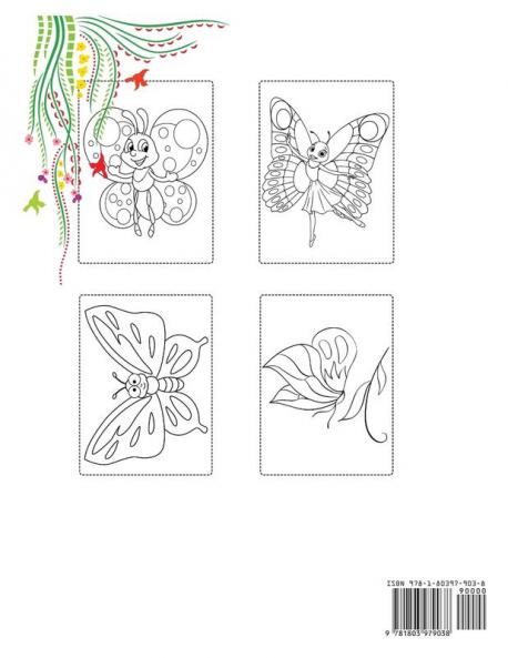 Wonderful butterfly coloring book for kids: 80 pages of completely unique butterfly coloring Fun activity book for young children ages 2-8 Simple and light butterflies