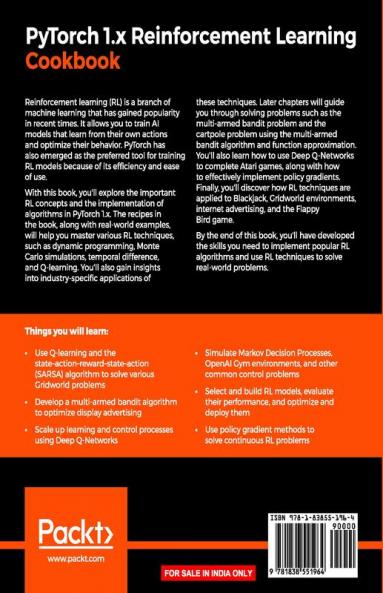 PyTorch 1.0 Reinforcement Learning Cookbook