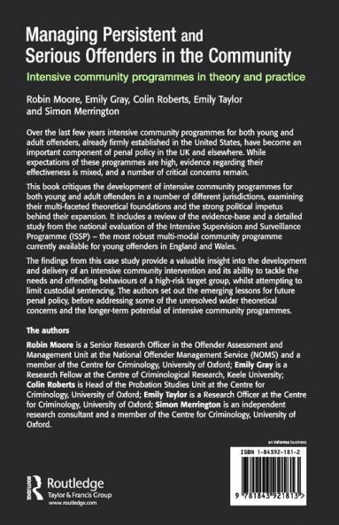 Managing Persistent and Serious Offenders in the Community