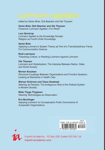 Luhmann Applied: Cybernetics & Human Knowing Vol. 14