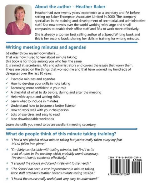 Writing Meeting Minutes and Agendas; Taking Notes of Meetings Sample Minutes and Agendas Ideas for Formats and Templates: Minute Taking Training ... of Examples and Exercises (Easy 4 Me 2 Learn)