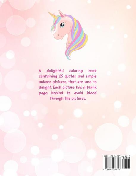 Unicorn Coloring Book: 25 Pictures with Motivational Quotes for Children