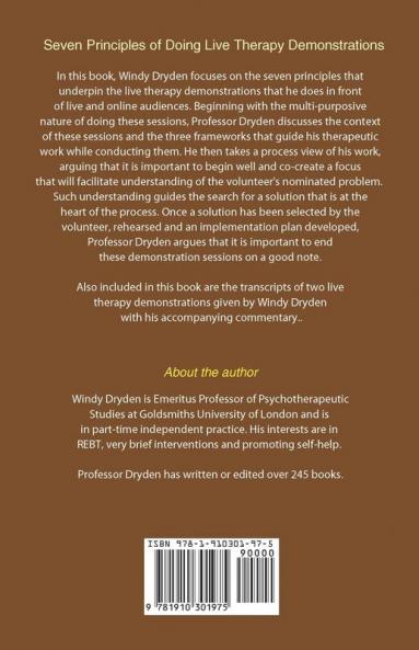 Seven Principles of Doing Live Therapy Demonstrations