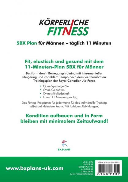 K��RPERLICH FITNESS 5BX-Plan f��r M��nner t��glich 11 minuten.