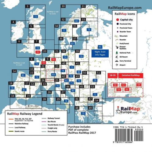 RailMap Europe - Night Train Special 2017: Specifically designed for Global Interrail and Eurail RailPass holders