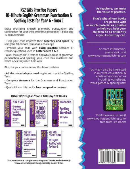 KS2 SATs Practice Papers 10-Minute English Grammar Punctuation and Spelling Tests for Year 6