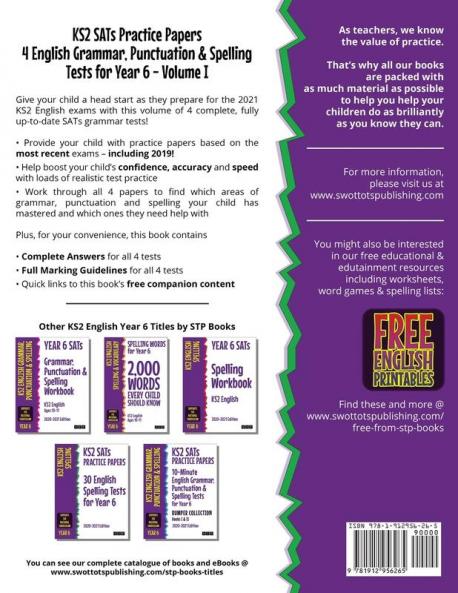 KS2 SATs Practice Papers 4 English Grammar Punctuation and Spelling Tests for Year 6