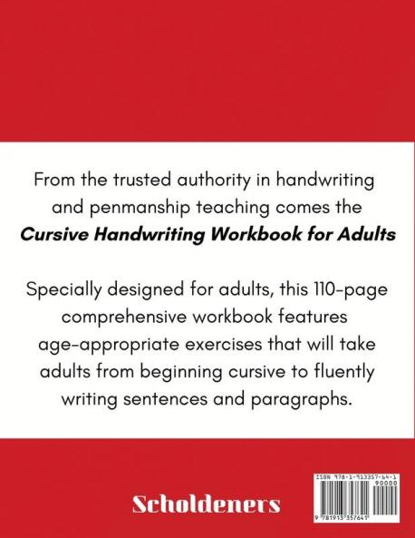 Cursive Handwriting Workbook for Adults