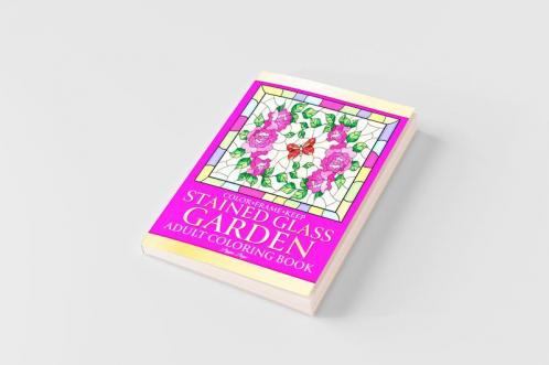 Color Frame Keep. Adult Coloring Book STAINED GLASS GARDEN