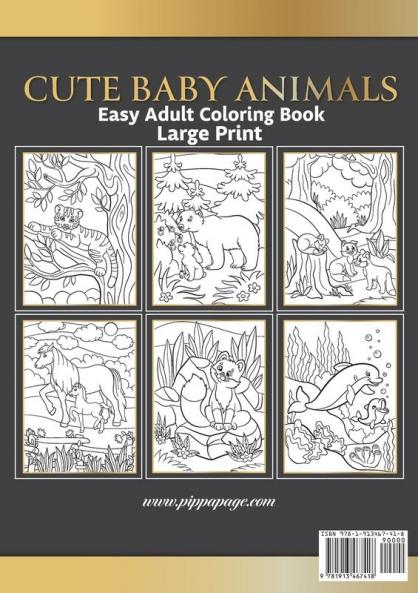 Large Print Easy Adult Coloring Book CUTE BABY ANIMALS
