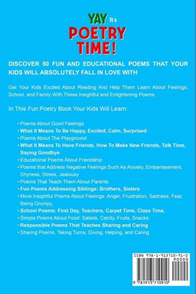 Poetry For Kids: YAY IT'S POETRY TIME! 50 Fun Poems That Kids Will Love (First Grade Reading and Kindergarten Reading)