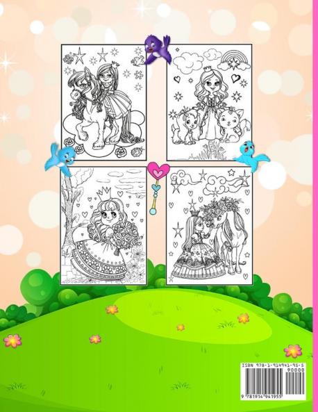Princess Coloring Book for Girls ages 3-9: Great Gift for Kids Ages 3-9 Beautiful Coloring Pages Including Princess Unicorn and Horses Activity Book For Kids and Toddlers