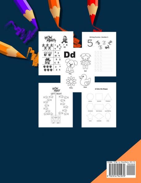 My First Learn to Write Workbook ages 3 - 6: pre k learning activities trace and coloring for Kids ages 3 + lines shapes and numbers pen control preschool activities writing abc for toddlers