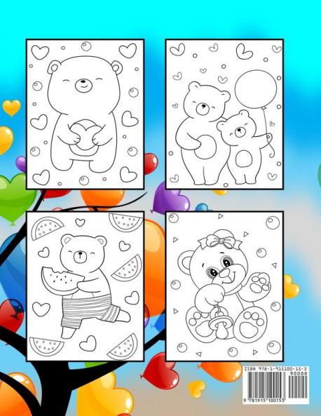 Bear Coloring Book For Kids Ages 4-8: Wonderful Bear Book for Teens Boys and Kids Great Wildlife Animal Coloring Book for Children and Toddlers who Love to Play and Enjoy with Cute Bears