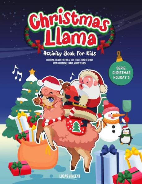 Merry Christmas Llama Activity Book For Kids