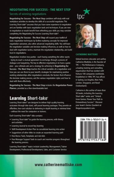 Negotiating for Success - The Next Step: Secrets of winning negotiations (Learning Short-Take)