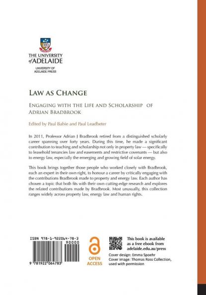 Law as Change: Engaging with the Life and Scholarship of Adrian Bradbrook