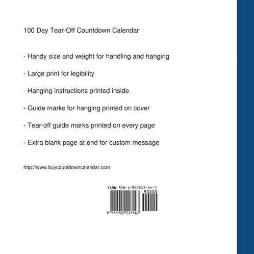 100 Day Tear-Off Countdown Calendar
