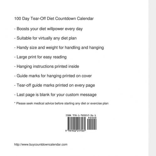 100 Day Tear-Off Diet Countdown Calendar