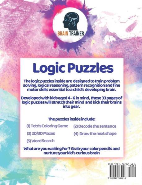 Color Logic Puzzles For Kids - Fun Logic Activity Book For Girls And Boys (Ages 4-6)