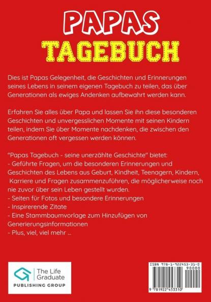 Papas Tagebuch - Seine unerzählte Geschichte: Geschichten Erinnerungen und Momente aus Papas Leben: Ein Erinnerungstagebuch