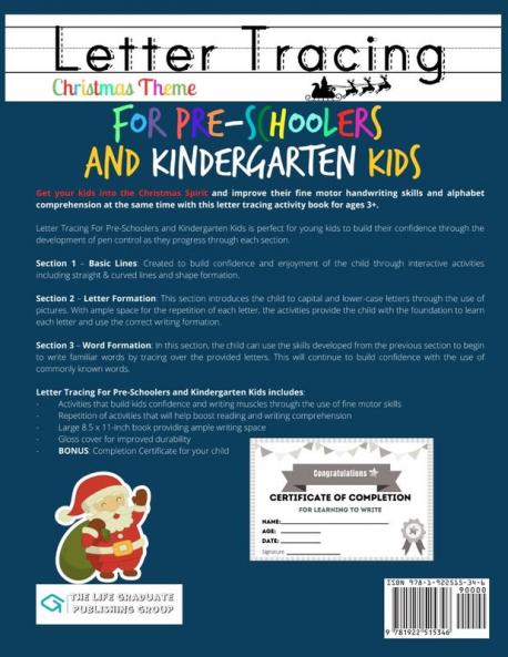 Letter Tracing Book For Pre-Schoolers and Kindergarten Kids - Christmas Theme