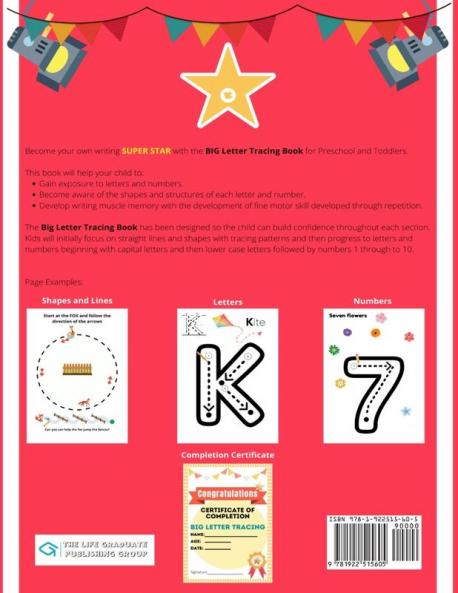 Big Letter Tracing For Preschoolers And Toddlers Ages 2-4