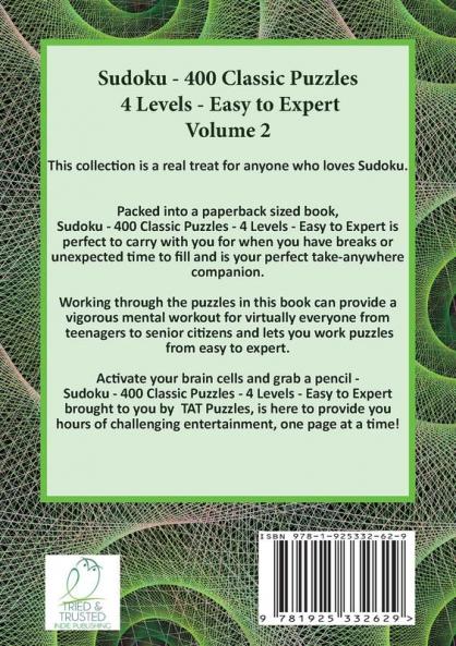 Sudoku: 400 Classic Puzzles 4 Levels - Easy to Expert: 2