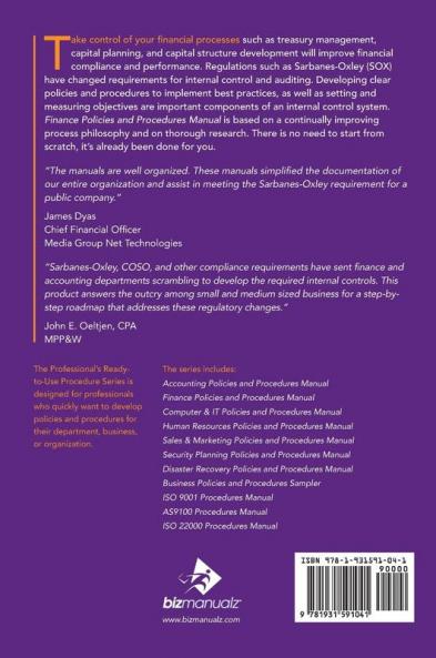 Finance Policies and Procedures Manual