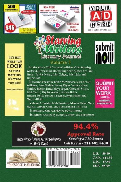 Starving Writers Literary Journal -March 2019: Volume 3 (Starving Writers Journal)