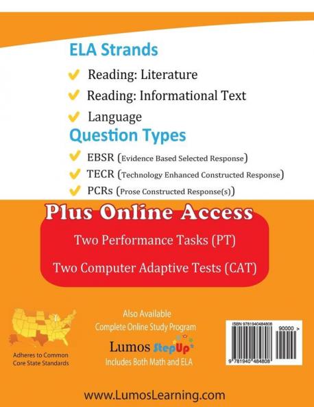 SBAC Test Prep: Grade 8 English Language Arts Literacy (ELA) Common Core Practice Book and Full-length Online Assessments: Smarter Balanced Study Guide