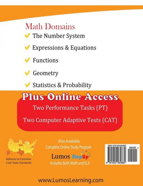 SBAC Test Prep: 8th Grade Math Common Core Practice Book and Full-length Online Assessments: Smarter Balanced Study Guide With Performance Task (PT) and Computer Adaptive Testing (CAT)