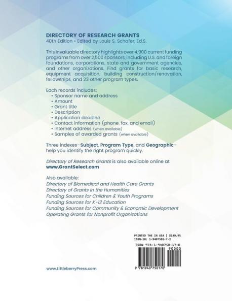Directory of Research Grants (Grants Directories)