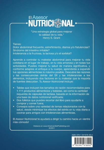 EL ASESOR NUTRICIONAL [ES Edición de Investigadores]: Encuentra los Tamaños Perfectos de Ración para la Intolerancia a la Fructosa la Lactosa y/o el ... o para el Síndrome del Intestino Irritable