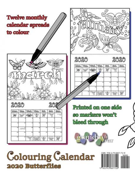 Colouring Calendar 2020 Butterflies (UK Edition)