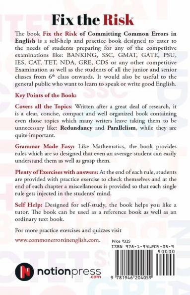 Fix the Risk : Of Committing Common Errors in English