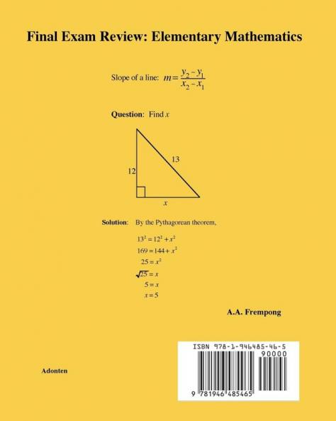 Final Exam Review: Elementary Mathematics