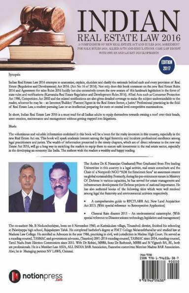 Indian Real Estate Law 2016: A Compendium Of New Real Estate Act And Rules 2016 Agreement For Sale Rules 2016 Allied Acts And Regulations Case Law Digest With Issues And Latest Developments