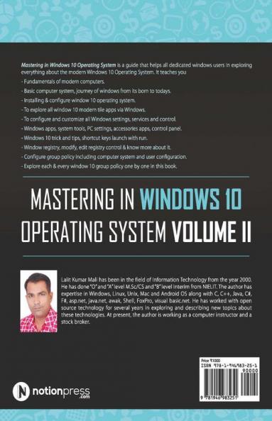 Mastering In Windows 10 Operating System Volume Ii : Window 10 Apps Control Panel Registry Services Tips And Tricks And Group Policy