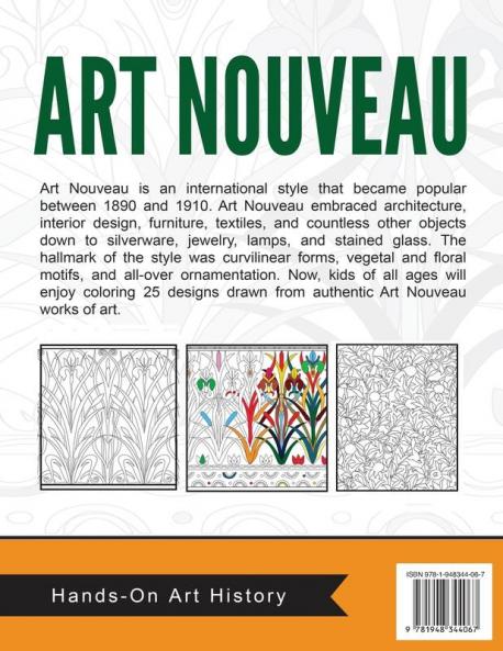 Art Nouveau: Coloring Pages for Kids and Kids at Heart: 2 (Hands-On Art History)