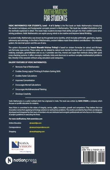 Vedic Mathematics For Students : Level – 4 Of 5 Series