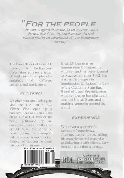 Attorney Drafted B-2 Visitor Visa Application