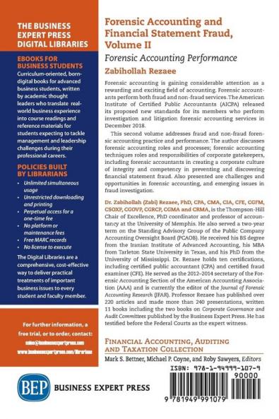 Forensic Accounting and Financial Statement Fraud Volume II