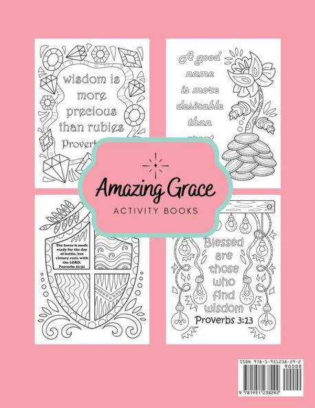 Wisdom of Proverbs Bible Verse Coloring Book for Little Girls & Teens: 40 Unique Coloring Pages & Scriptures with Spiritual Lessons Kids Should Know for Everyday Life