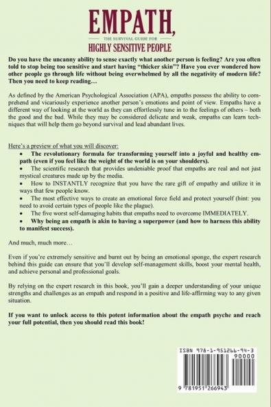 Empath The Survival Guide for Highly Sensitive People: Protect Yourself From Narcissists & Toxic Relationships Discover How to Stop Absorbing Other People's Pain + 30 Day Challenge