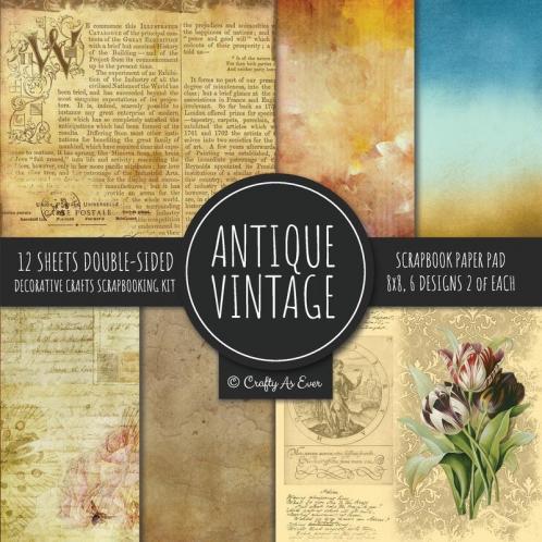 Antique Vintage Scrapbook Paper Pad 8x8 Decorative Scrapbooking Kit Collection for Cardmaking DIY Crafts Creating Old Style Theme Multicolor Designs