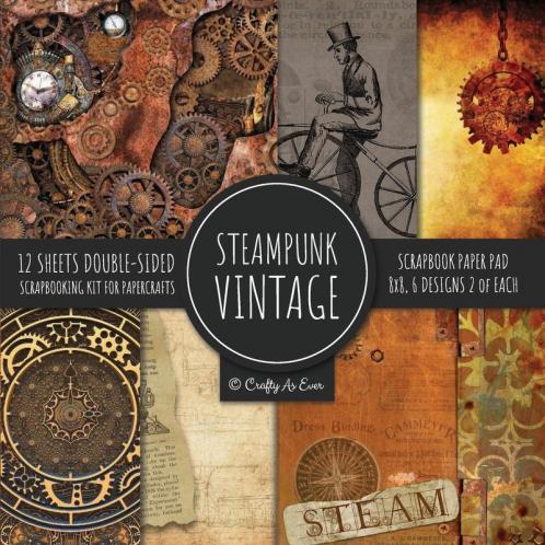 Vintage Steampunk Scrapbook Paper Pad 8x8 Scrapbooking Kit for Papercrafts Cardmaking DIY Crafts Old Retrofuturistic Theme Vintage Design