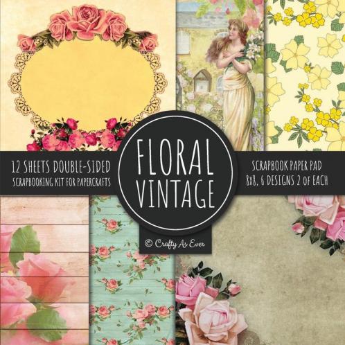Vintage Floral Scrapbook Paper Pad 8x8 Scrapbooking Kit for Papercrafts Cardmaking DIY Crafts Flower Background Vintage Design
