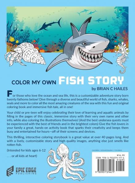 Color My Own Fish Story: An Immersive Customizable Coloring Book for Kids (That Rhymes!): 9
